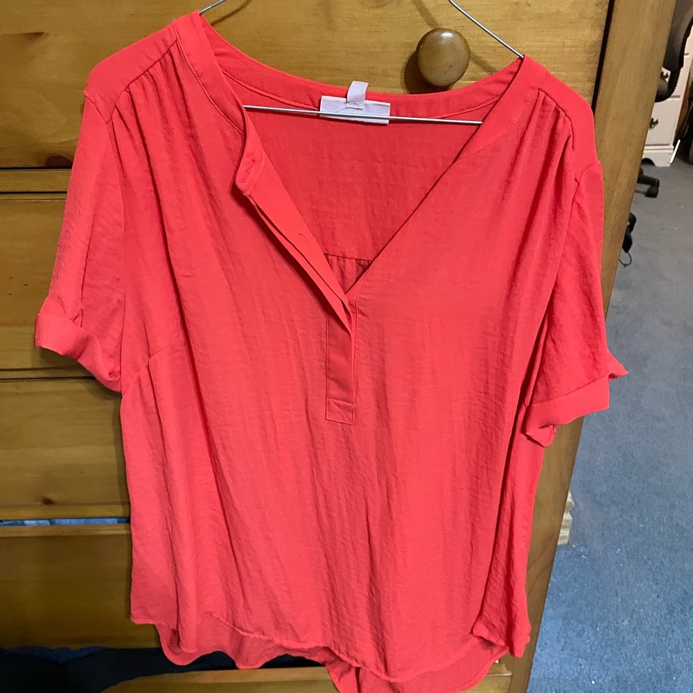 EVRI Bright Coral Women's Blouse